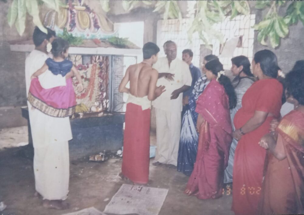 At the idol installation cerement at Naga devetha Arul Muruga temple
